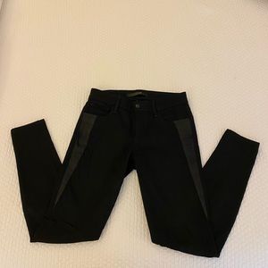 Joe’s Jeans in black with waxed denim panels